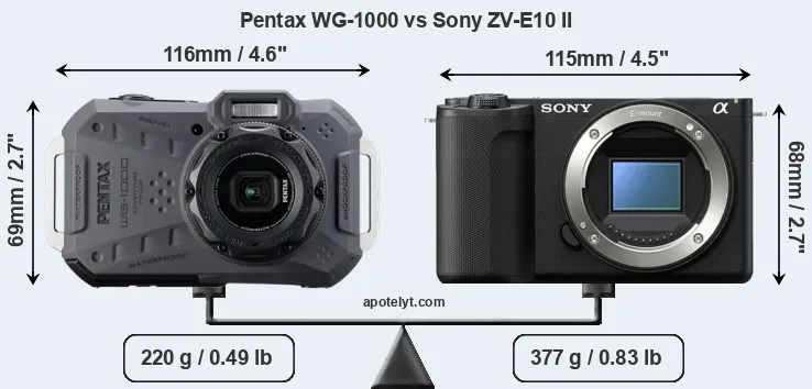 Size Pentax WG-1000 vs Sony ZV-E10 II