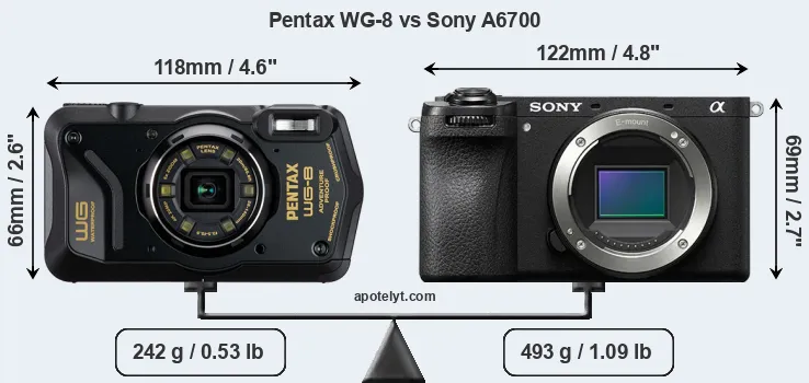 Size Pentax WG-8 vs Sony A6700