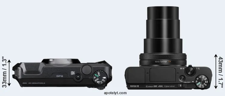 Compare WG-8 versus RX100 VI top