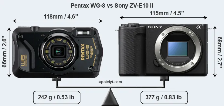 Size Pentax WG-8 vs Sony ZV-E10 II