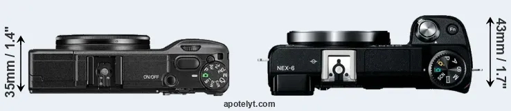 Compare GR II versus NEX-6 top