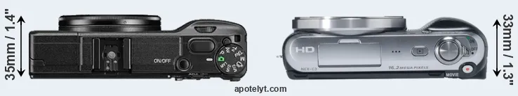 Compare GR II versus NEX-C3 top