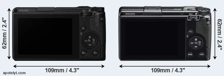 Comparison GR III or GR IIIx rear