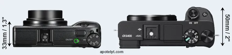 Compare GR III versus A6400 top