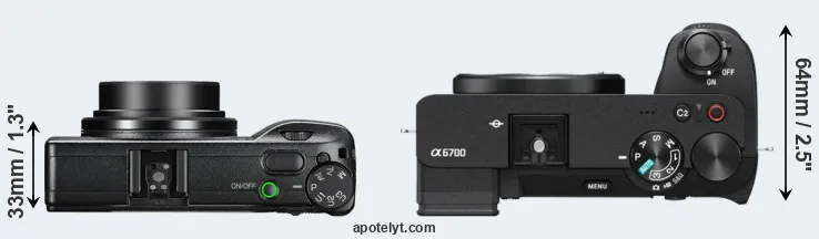 Compare GR III versus A6700 top