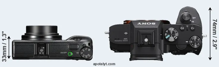 Compare GR III versus A7 III top