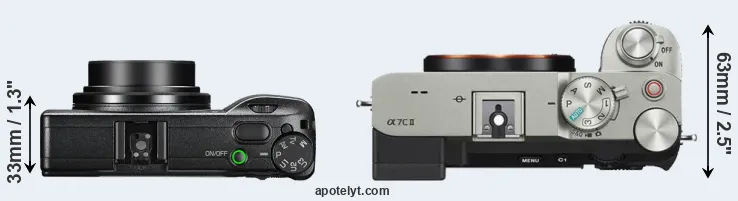 Compare GR III versus A7C II top