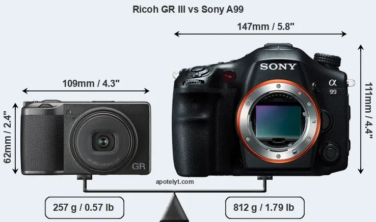 Size Ricoh GR III vs Sony A99
