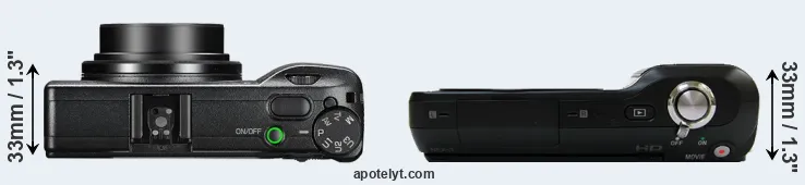 Compare GR III versus NEX-3 top