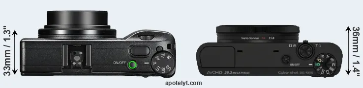 Compare GR III versus RX100 top