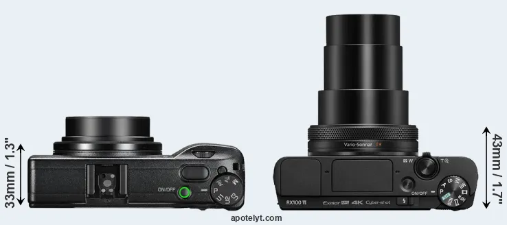 Compare GR III versus RX100 VI top