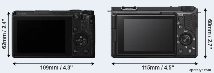 Comparison GR III or ZV-E10 II rear