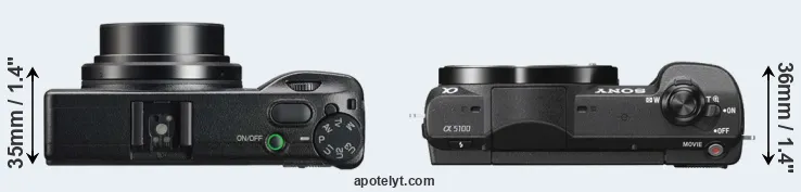 Compare GR IIIx versus A5100 top