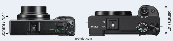 Compare GR IIIx versus A6400 top