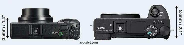 Compare GR IIIx versus A6500 top