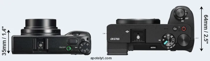 Compare GR IIIx versus A6700 top