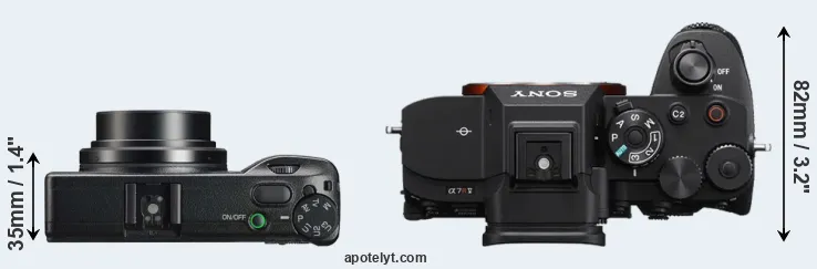 Compare GR IIIx versus A7R V top