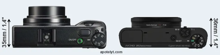 Compare GR IIIx versus RX100 top