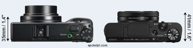 Compare GR IIIx versus RX100 V top