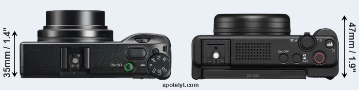 Compare GR IIIx versus ZV-1 II top