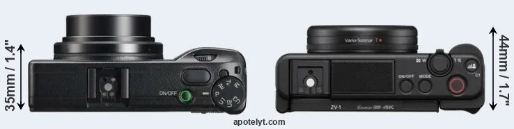 Compare GR IIIx versus ZV-1 top