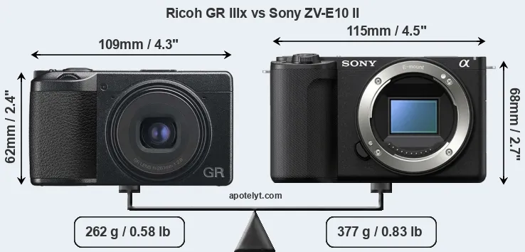 Size Ricoh GR IIIx vs Sony ZV-E10 II