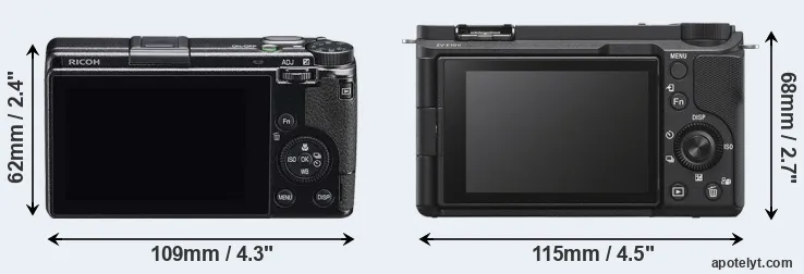 Comparison GR IIIx or ZV-E10 II rear
