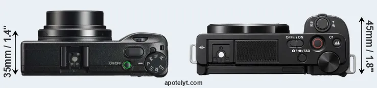 Compare GR IIIx versus ZV-E10 top