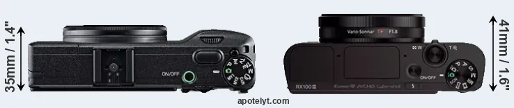 Compare GR versus RX100 III top