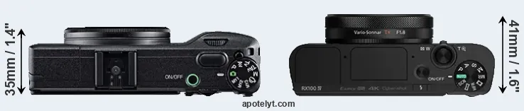 Compare GR versus RX100 IV top
