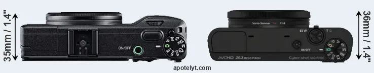 Compare GR versus RX100 top
