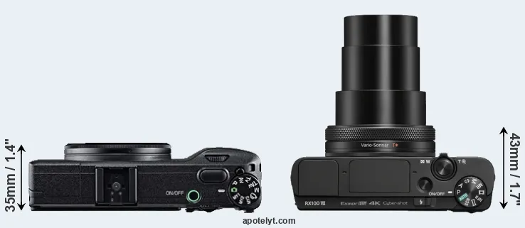 Compare GR versus RX100 VII top