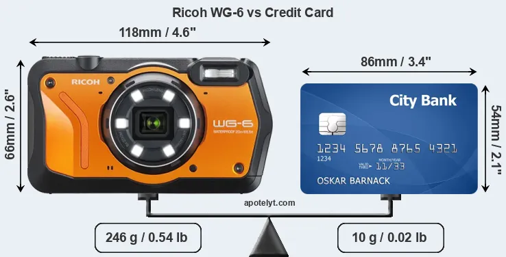 Ricoh WG-6 vs credit card front