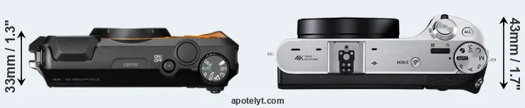 Compare WG-6 versus NX500 top