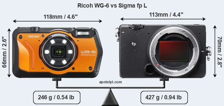 Size Ricoh WG-6 vs Sigma fp L