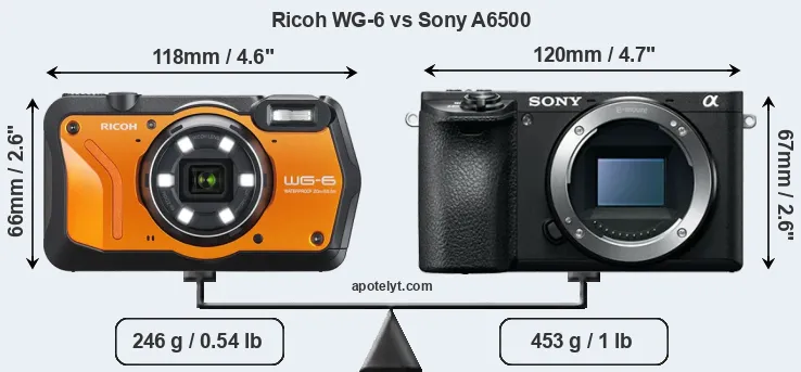 Size Ricoh WG-6 vs Sony A6500