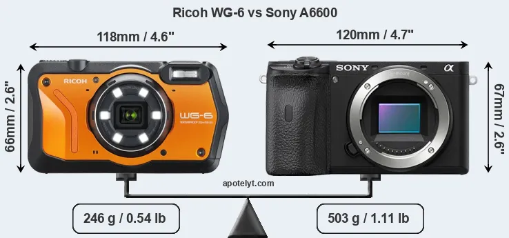 Size Ricoh WG-6 vs Sony A6600