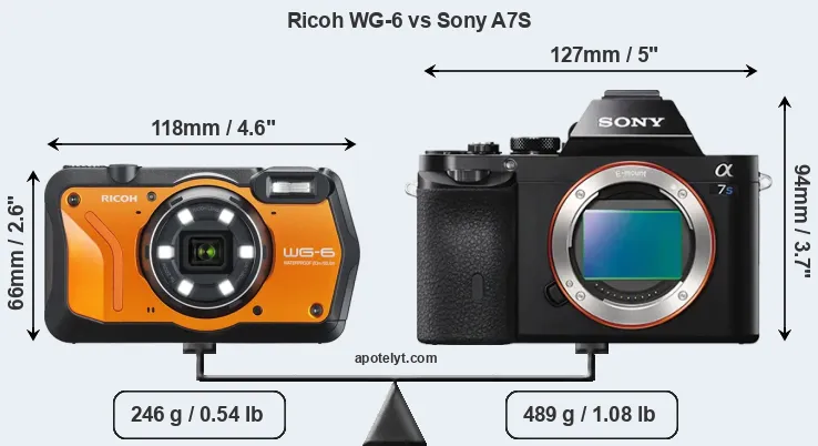 Size Ricoh WG-6 vs Sony A7S