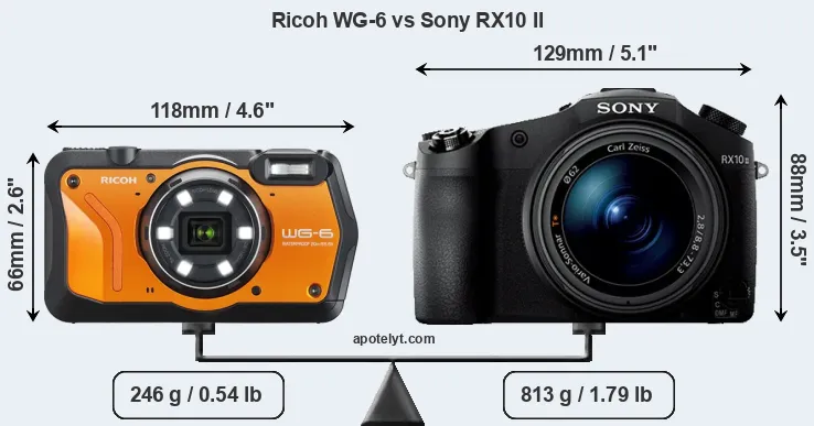 Size Ricoh WG-6 vs Sony RX10 II