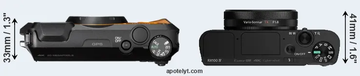 Compare WG-6 versus RX100 IV top