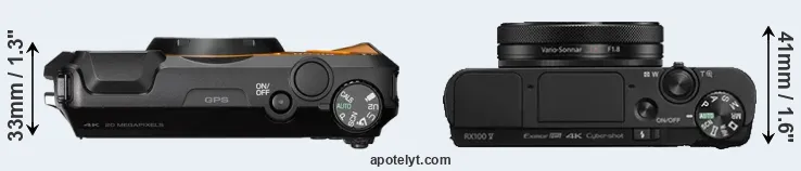 Compare WG-6 versus RX100 V top