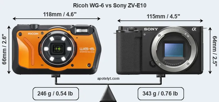 Size Ricoh WG-6 vs Sony ZV-E10