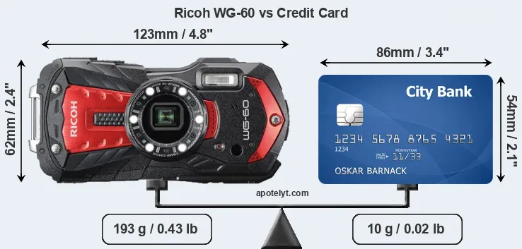 Ricoh WG-60 vs credit card front