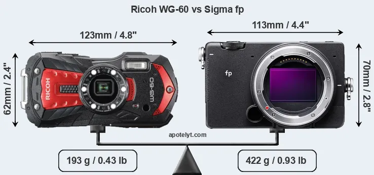Size Ricoh WG-60 vs Sigma fp