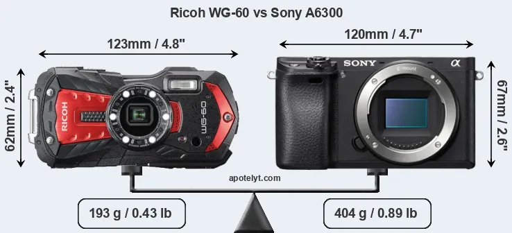 Size Ricoh WG-60 vs Sony A6300