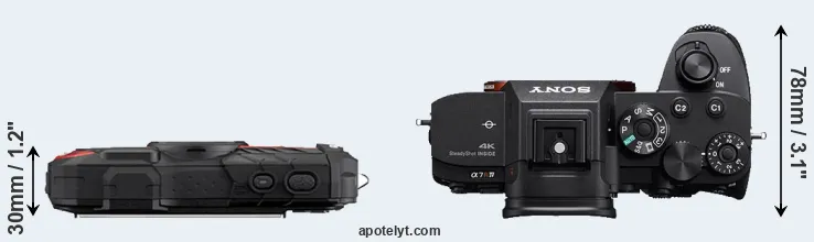 Compare WG-60 versus A7R IV top