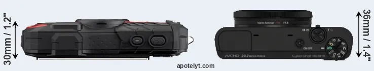 Compare WG-60 versus RX100 top