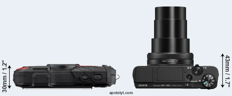 Compare WG-60 versus RX100 VII top