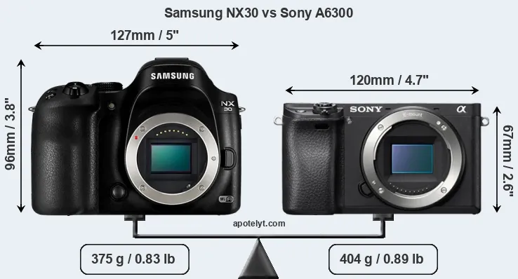 Size Samsung NX30 vs Sony A6300