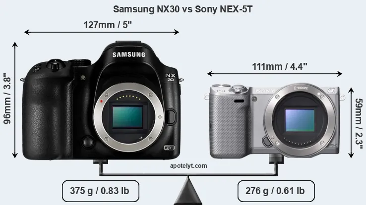 Size Samsung NX30 vs Sony NEX-5T